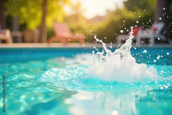 Fototapeta A vibrant summer scene featuring a refreshing splash of water, capturing the essence of carefree living and outdoor fun Perfect for travel, vacation, and summer-themed projects , ripple, aqua