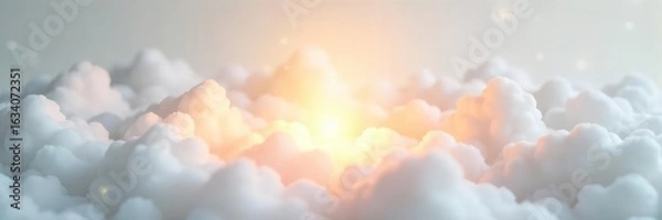 Fototapeta Serene image of soft, glowing light emanating from a central point on a pure white background, symbolizing healing and spiritual well-being ,  optimism,  purity,  mindfulness