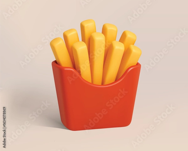 Obraz Crispy French Fries vector 3D Icon