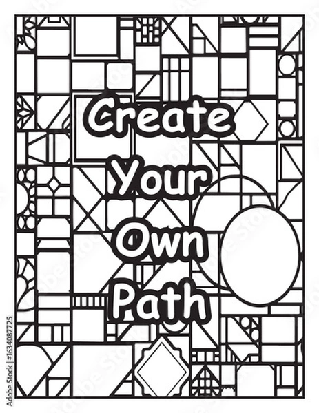 Fototapeta Printable coloring page: Mosaic pattern to color: Inspirational words