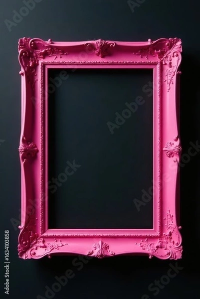 Fototapeta Close-up of twin pink picture frames on black , twin, background