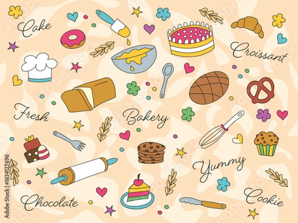 Obraz Hand drawn Bakery products