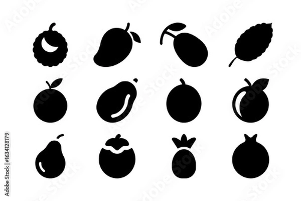 Fototapeta Tropical Fruit Icon Set, Vector Illustration