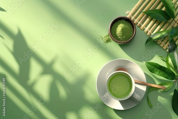 Obraz Detailed Picture of Matcha Tea Concept for Flyer Template