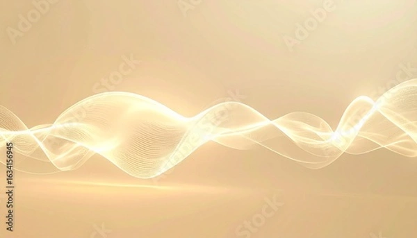 Obraz 呼吸や鼓動のリズムのように柔らかく脈打つ光の波が温かなアイボリーの背景を優しく流れ、穏やかで温もりのある空間を演出

