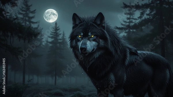 Obraz wolf howling at the moon