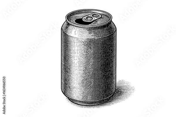 Fototapeta Detailed engraving of a soda can in black and white