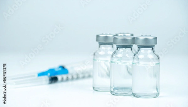 Fototapeta bottle of vaccines and a syringe