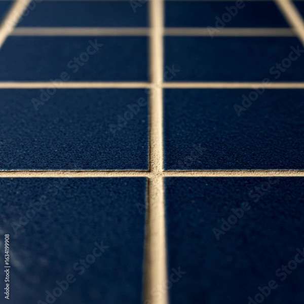 Fototapeta Grid of Blue Square Tiles with White Grout Lines
