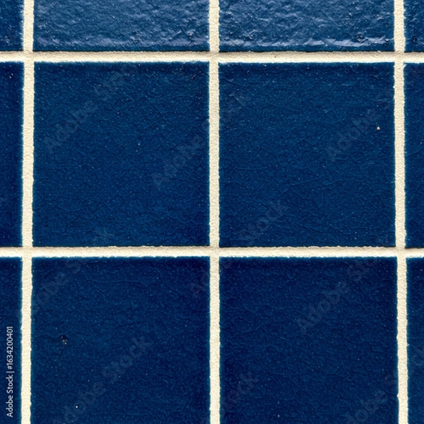 Fototapeta Grid of Blue Square Tiles with White Grout Lines