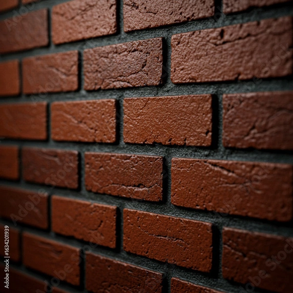 Fototapeta Close-Up of Red Brick Wall with Rough Texture and Mortar Lines