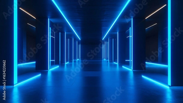 Fototapeta blue corridor with light