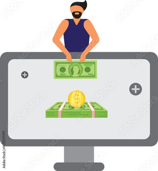 Fototapeta Dollar Coin Cash Financial management Business Growth Money Concept Art Vector Illustration
