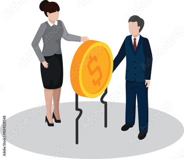 Obraz Dollar Coin Cash Financial management Business Growth Money Concept Art Vector Illustration
