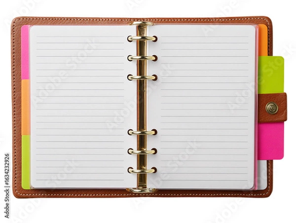 Fototapeta Open notebook with blank pages isolated on transparent background