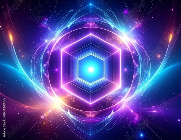 Obraz Abstract Geometric Space with Energy Lines