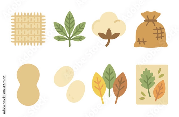 Fototapeta Natural Textile Patterns. Flat vector mini-illustrations Natural textile patterns in colors children's