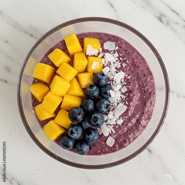 Obraz Chia Seed Pudding with Mango and Berries