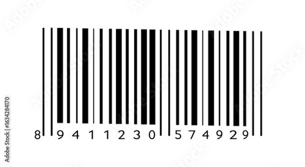 Fototapeta Barcode icon. Simple Fake Barcode vector icon. Simple fake bar code. Universal code for scanning a product or item. Barcode product distribution icon. Bar code for web design Vector 