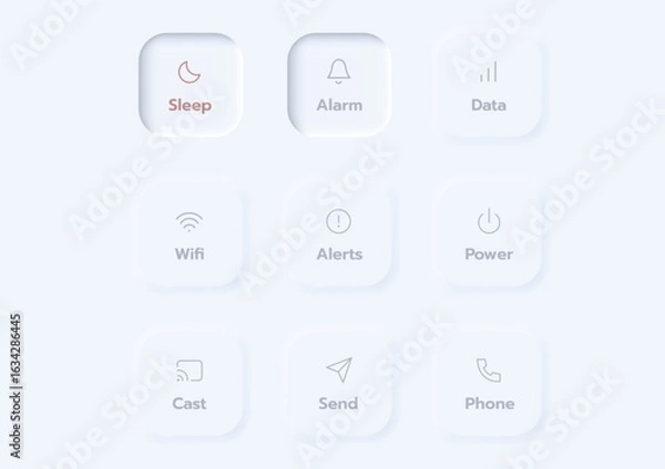 Obraz 3D Neumorphic Soft UI Design. 3D Bottons.