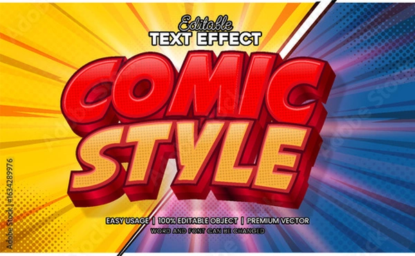 Fototapeta Comic Style Editable Text Effect Premium Vector blue yellow