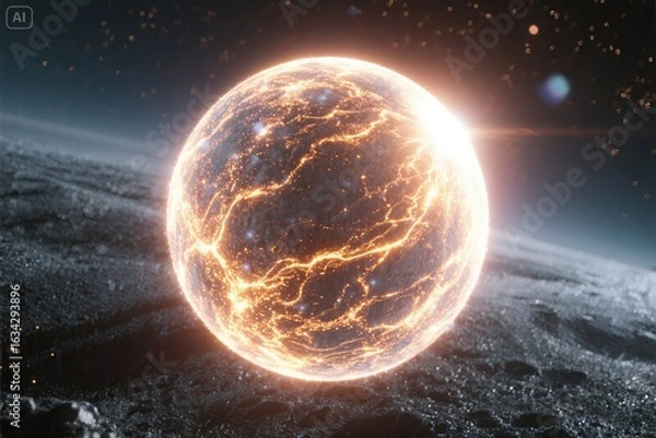 Obraz Luminous Orb Pulsing in Grainy Space
