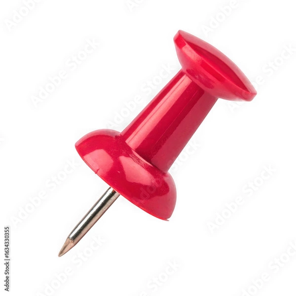 Obraz Single shiny red pushpin against a black background