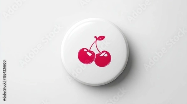 Fototapeta White button with two red cherries