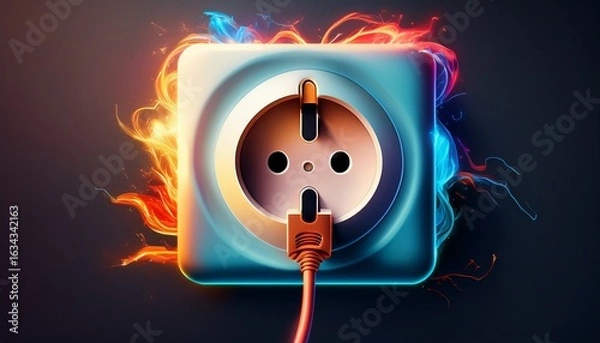 Obraz electric socket with a plug connection and disconnection concept generated by ai
