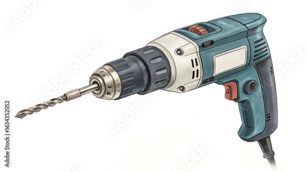 Obraz electric drill isolated on white