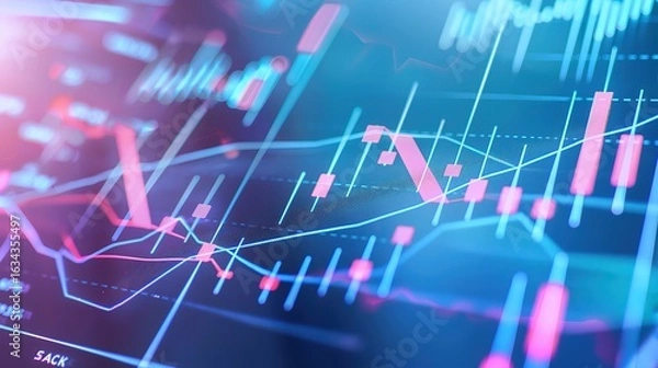 Fototapeta Business Exchange Financial Growth: Digital Chart Indicators Dashboard