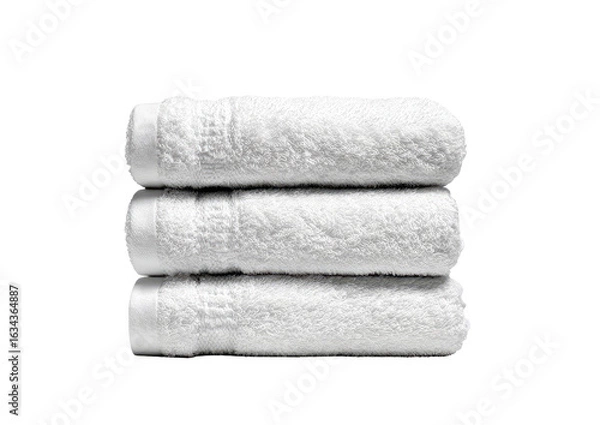 Fototapeta Three white bath towels stacked neatly (2)