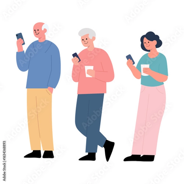 Obraz Elderly People Engaged in Mobile Device Use
