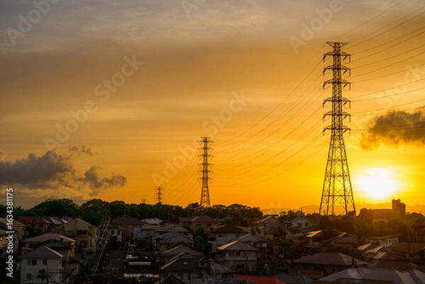 Fototapeta 都市部の夕焼
