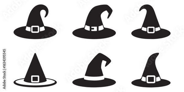 Obraz set vector halloween witch hats silhouettes