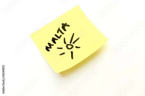 Obraz Sunny Malta on a post it note