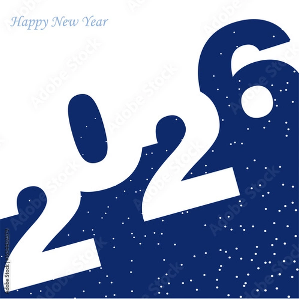 Fototapeta Happy new year 2026 snowy concept design , 2026 number typography template for calendar, card, poster, cover, etc 