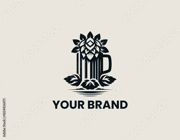 Obraz Beer Hops Mug Vector Logo Design