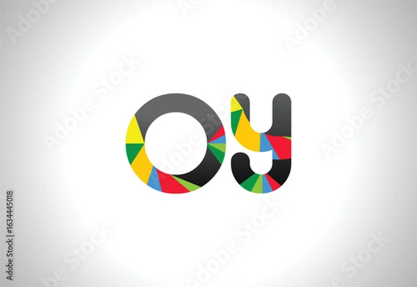 Fototapeta Abstract minimal OY letter logo design, Vector design Concept