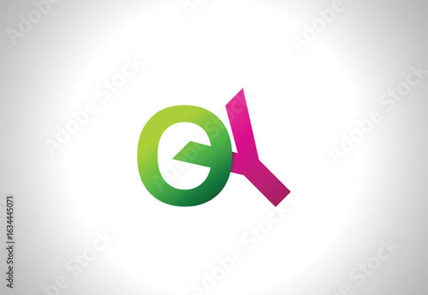 Fototapeta Abstract minimal OY letter logo design, Vector design Concept