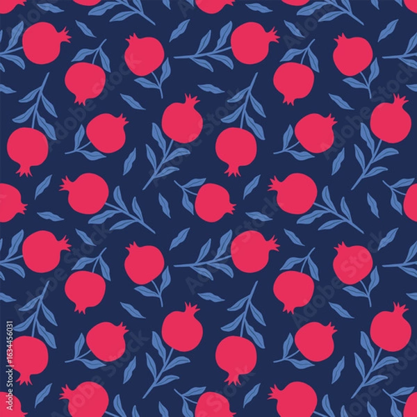 Fototapeta Seamless pomegranate pattern. Jewish New Year card design. Rosh Hashanah symbol pomegranate. Happy New Year. Vector illustration