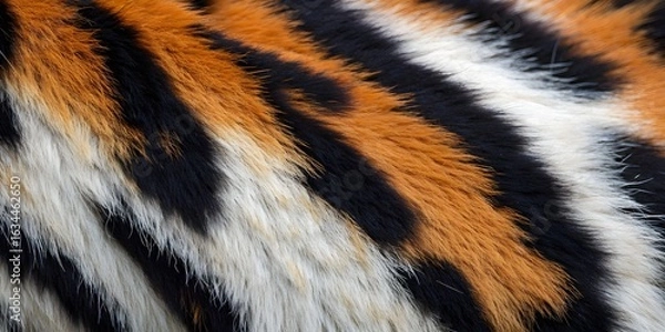 Fototapeta Fur Texture Close-Up – Abstract Animal Pattern in Black, White, and Orange

