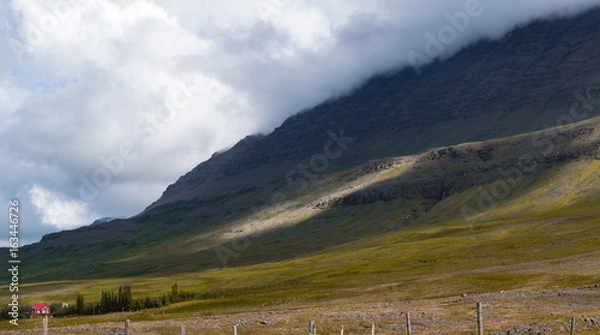 Obraz low clouds down the valley