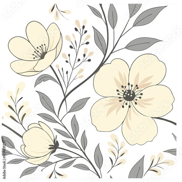 Fototapeta A soft peach-colored flowers, rendered in a watercolor style.