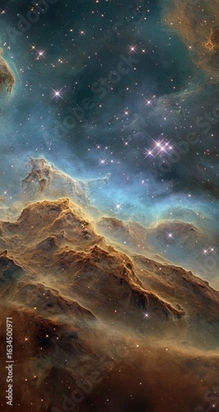 Fototapeta Vast nebula, swirling clouds of cosmic dust and gas, scattered stars