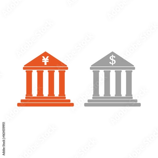 Fototapeta Bank icon in filled, thin line, outline and stroke style. Vector illustration of two colored and black bank vector icons designs can be used for mobile, ui,