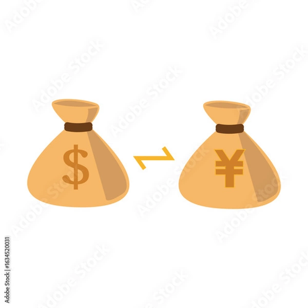 Fototapeta A vector of a shiny golden bag filled with coins symbolizes wealth and prosperity, featuring a dollar sign on the front. This evokes feelings of abundance and financial success