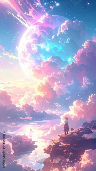 Fototapeta 夢幻的なパステル雲と幻想的な空の風景アート

