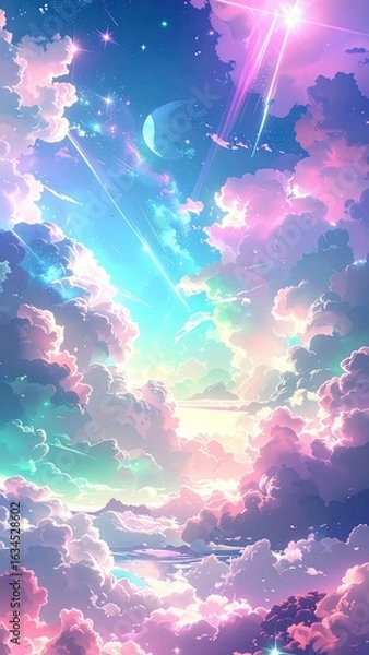 Fototapeta 夢幻的なパステル雲と幻想的な空の風景アート

