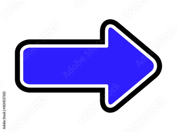 Obraz 青　黒白線あり　右向き矢印